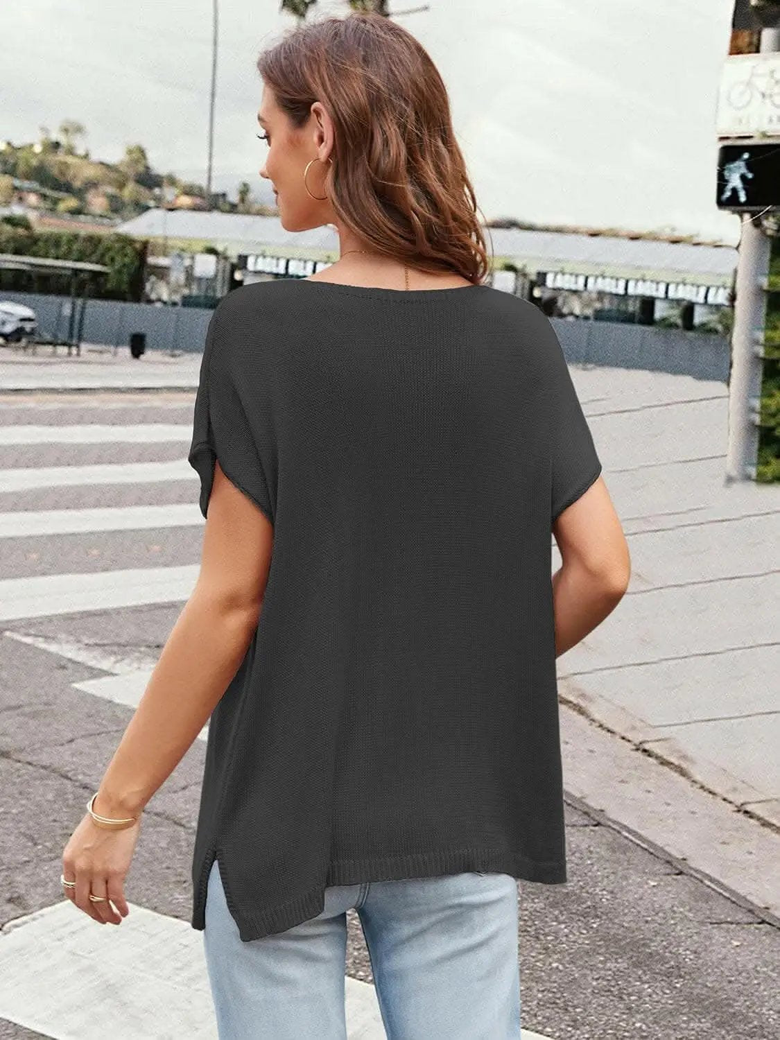 Notched Neckline Soft Top by Trendsi - Khaki
