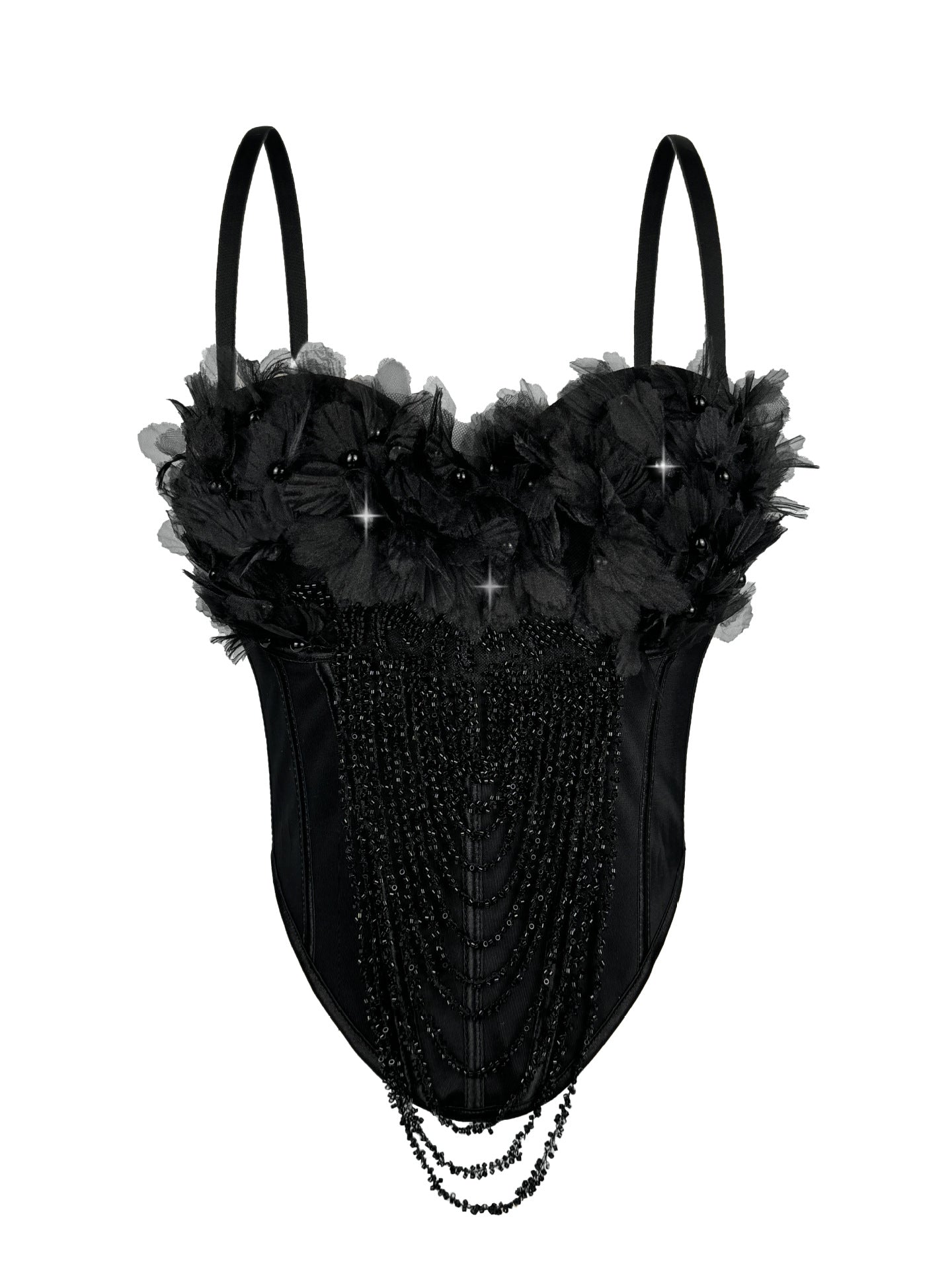 Arrival Handmade Floral Tassel Suspender Vest Sexy Backless Tube Top Outer Wear Boning Corset Corset Body Shaping