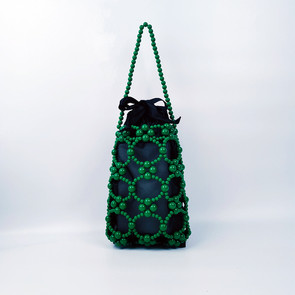 Fashionable Western Small Carrying Bag Beads Bag Silver Beads Bag Solid Color Hollow Out Cutout Bag Handbags