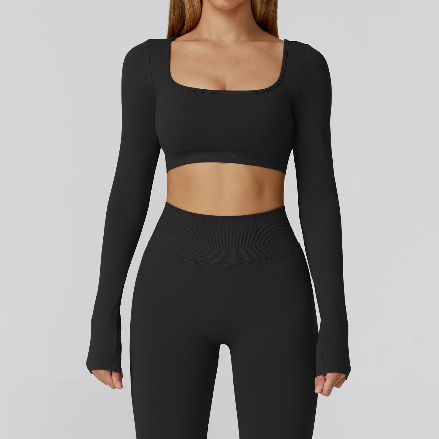Sollinarry Slim Fit Seamless Yoga Clothes Hollow Out Cutout out Beauty Back Yoga Long Sleeve Women Sports Running Fitness Clothes