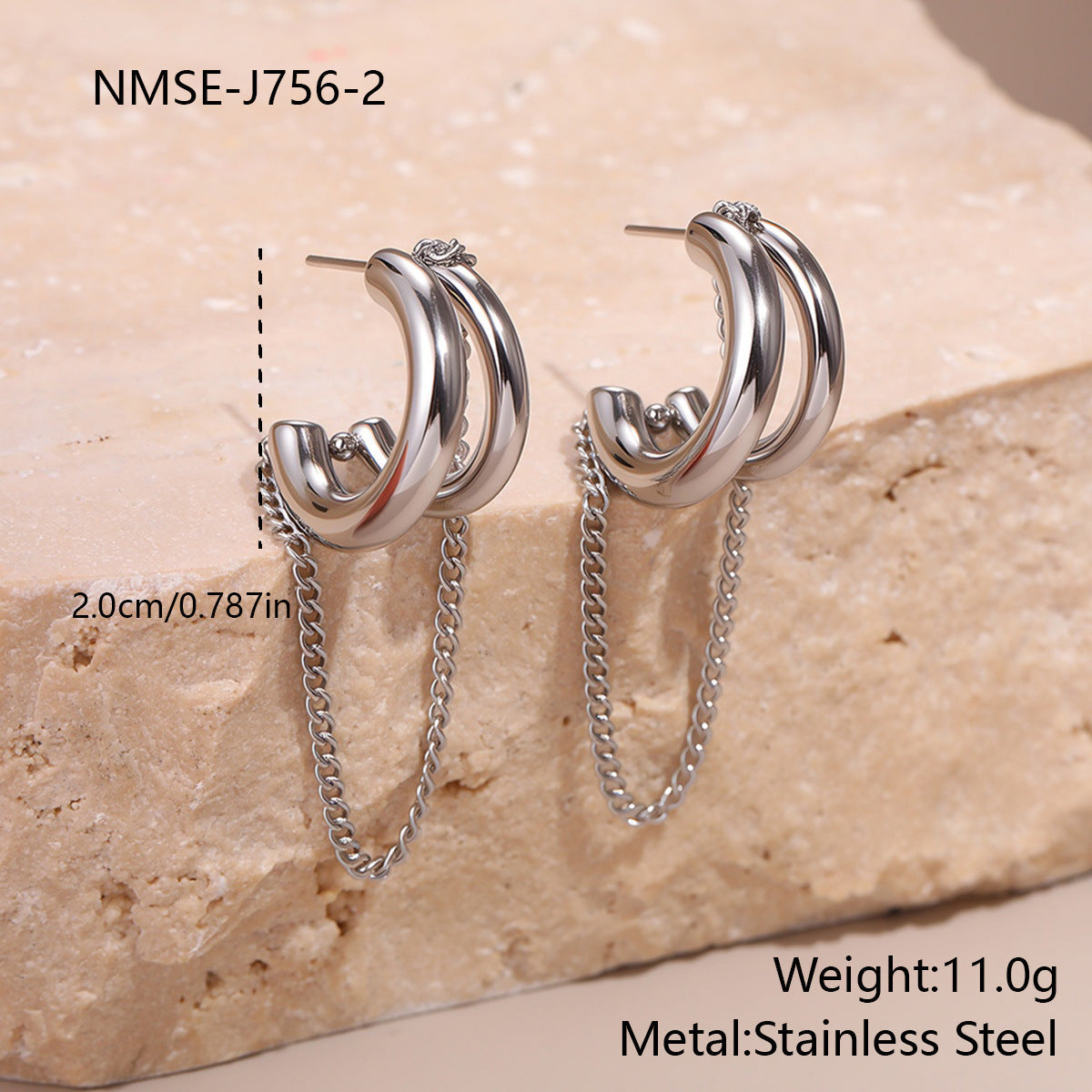 Cool Tassel Stainless Steel Earrings Gold Plated Niche Ear Jewelry