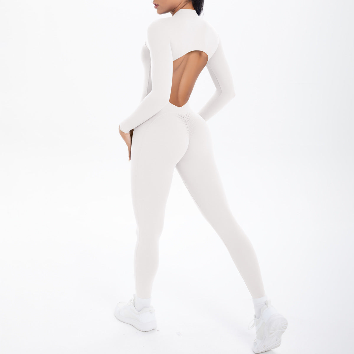 Long Sleeve Yoga Zipper One Piece High Strength Hollow Out Cutout out Beauty Back Running Fitness Clothes Sports One Piece Tights