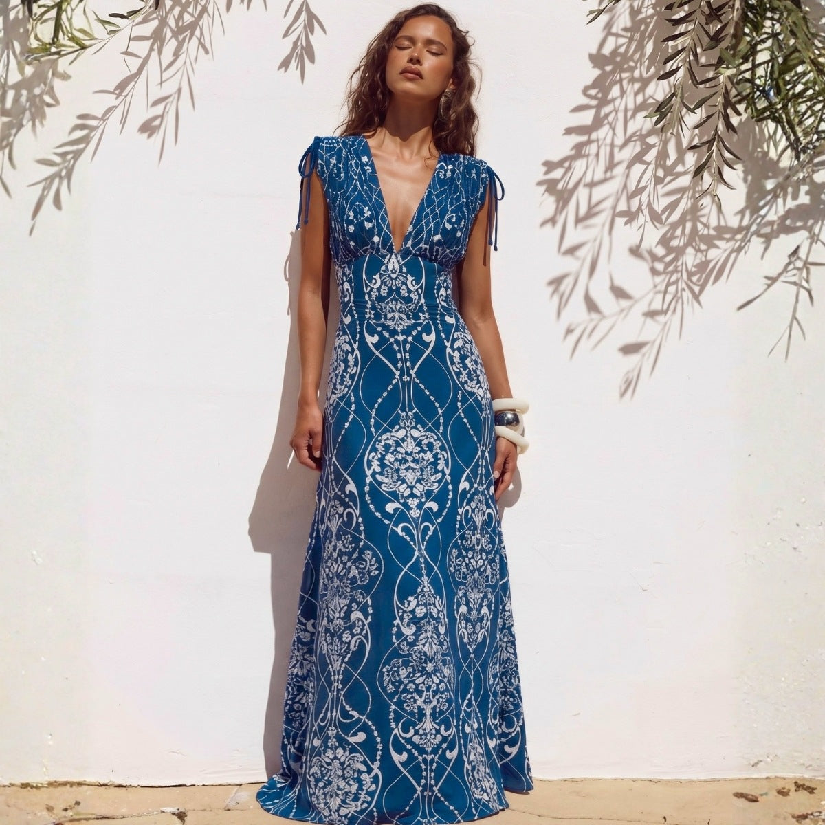 Swimsuit Ethnic Print One Piece Swimsuit Women Skirt