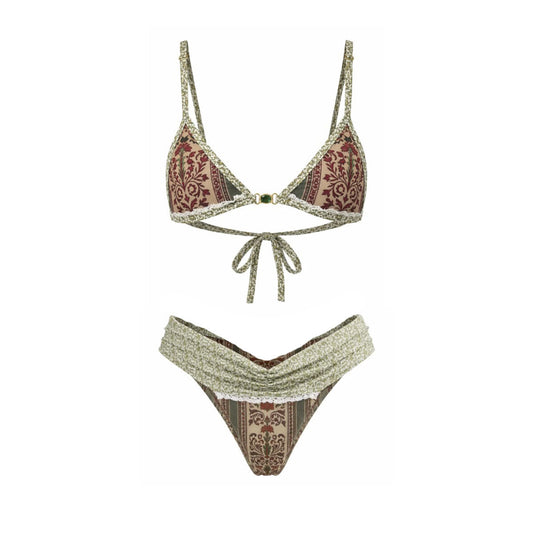 Lace up Lace Ruffled Three Point Bikini One Piece Skirt Outfit Sexy Bikini