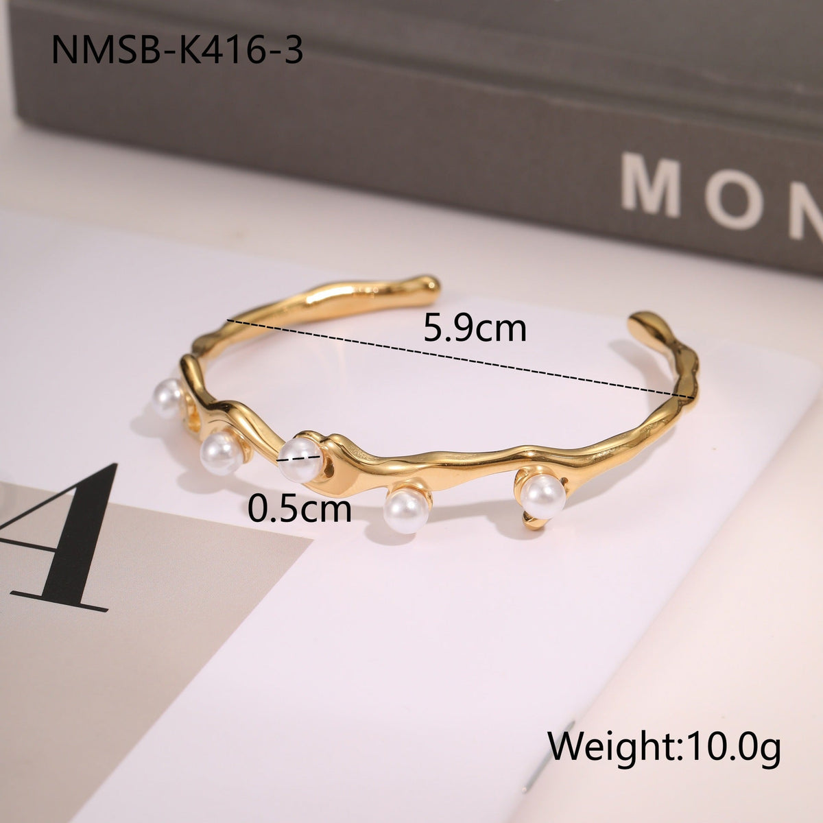 Best Seller Design Stainless Steel Bracelet Opening Bracelet All Match Pearl Titanium Steel Ornament