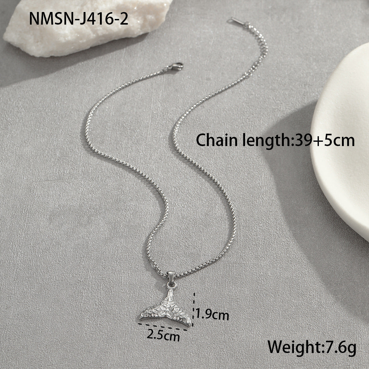 Coconut Fishtail Embellished Stainless Steel Necklace Holiday Titanium Steel Clavicle Chain 18K Gold Plating Necklace