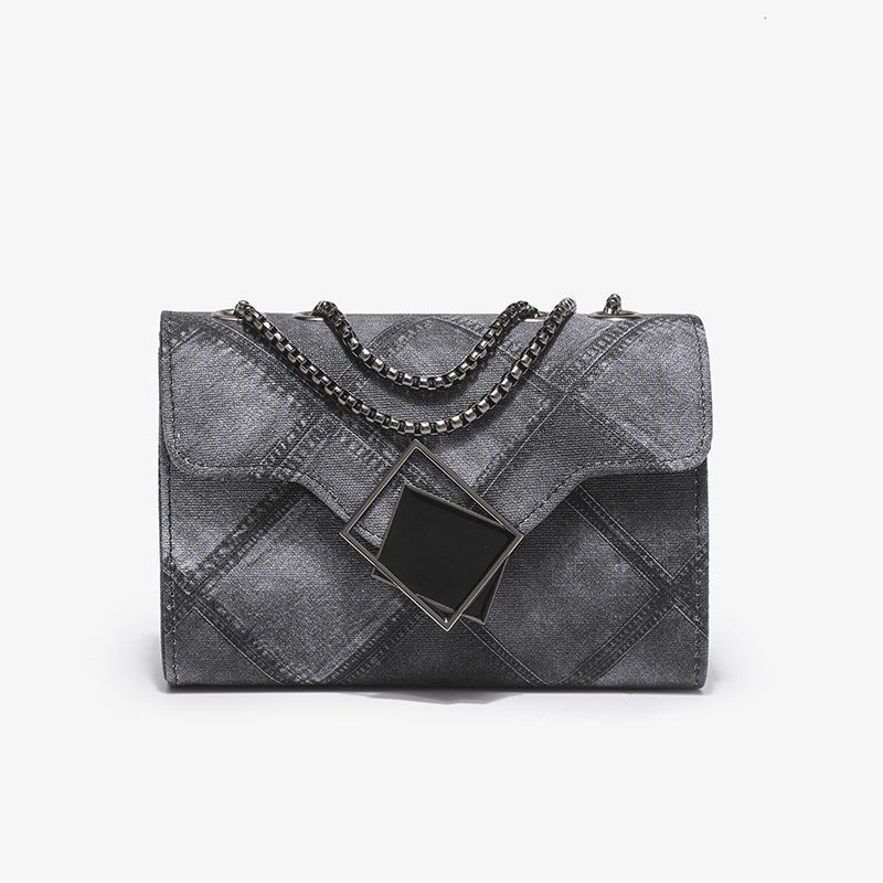 Color Ink Gradient Small Square Bag Personality Rhombus Embossed Chain Messenger Bag