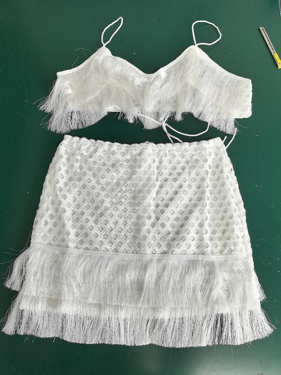 Sleeveless Split Beach Skirt Set Solid Color Tassel Sexy Shorts Strap