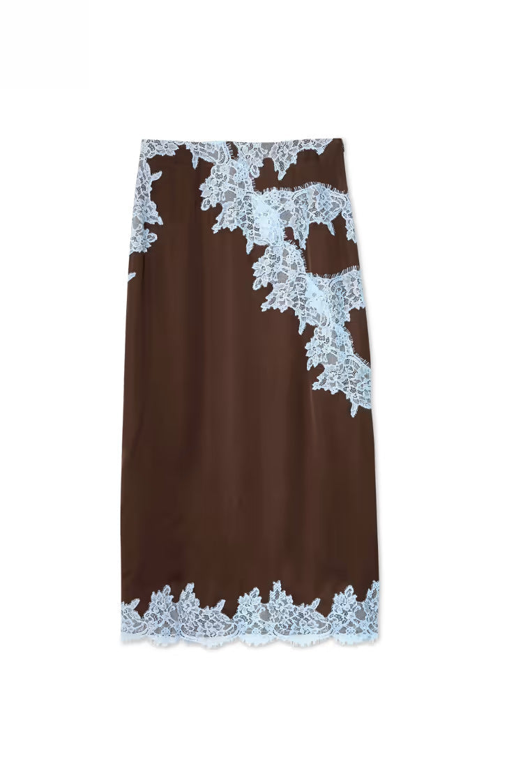 Women Spring Summer Satin Stitching Sleeveless Casual Loose Skirt Set