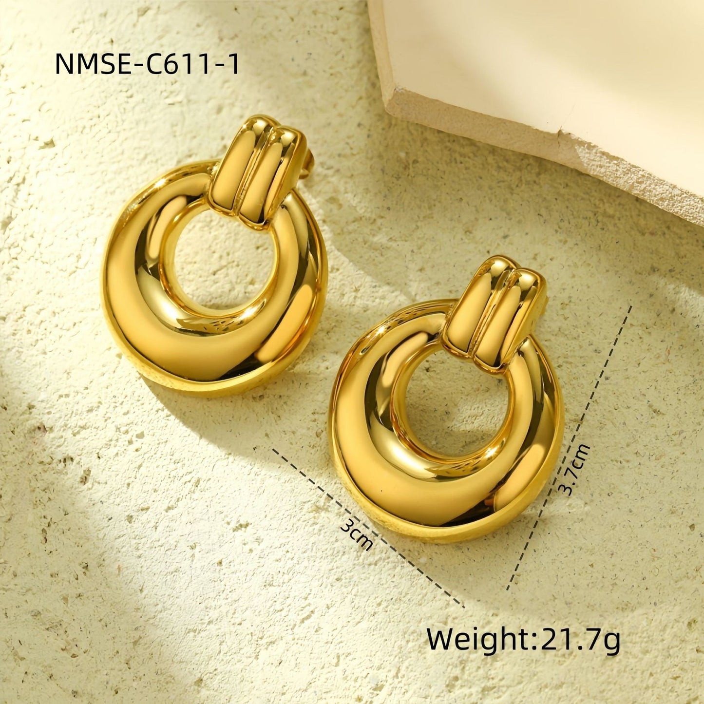 Glossy Hollow Out Cutout Stainless Steel Earrings Ball Love Embellished Retro High Sense Titanium Steel Earrings