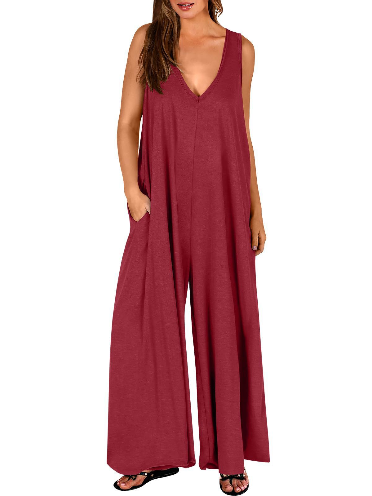 Summer Fresh Casual Women Pocket Jumpsuit Thin Women Jumpsuit