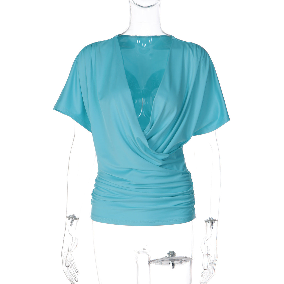 Women Summer Sexy Deep V Plunge Waist Slim Fit Short Sleeved T shirt Women