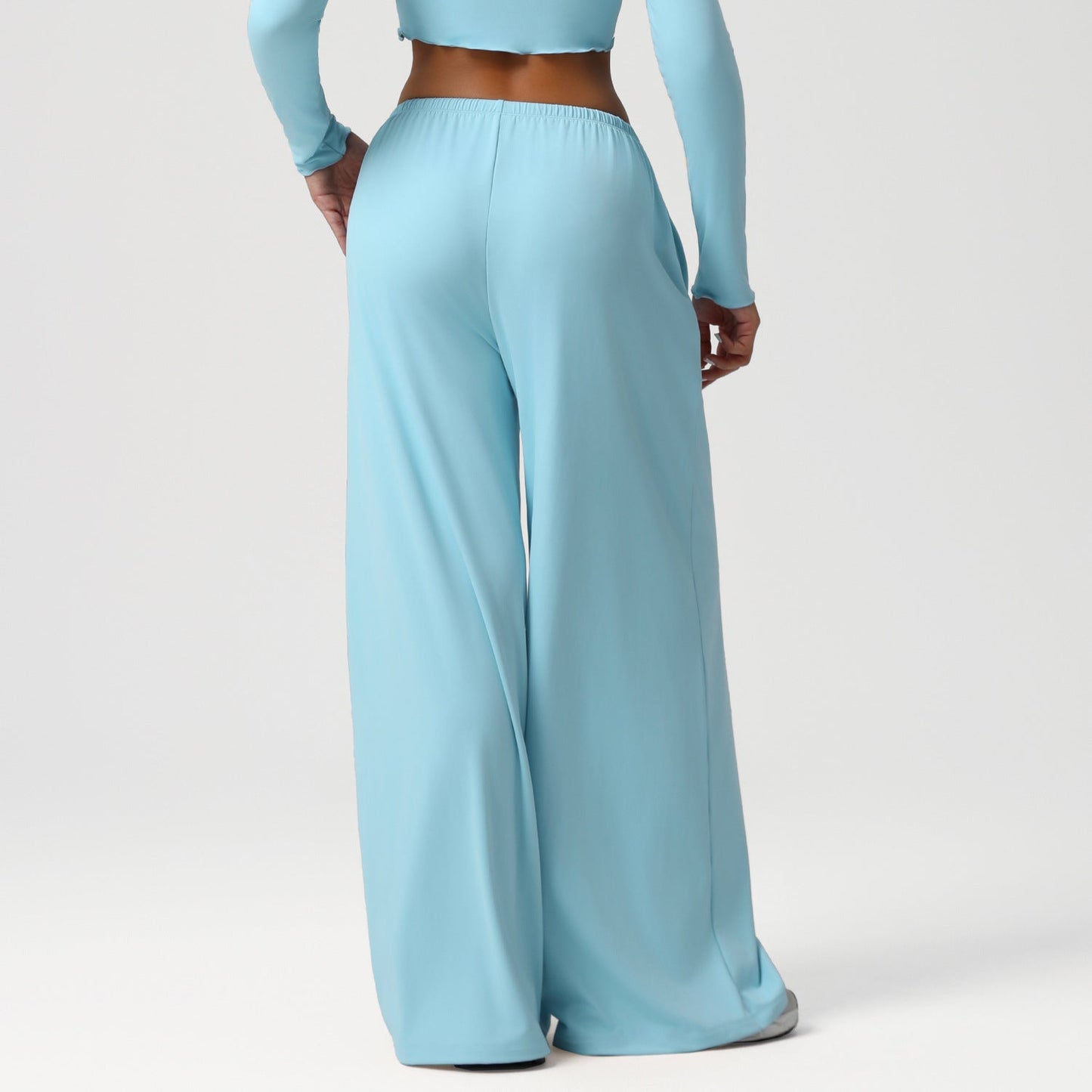Autumn Winter Wide Leg Women Sports Pants Loose Low Waist Fitness Pants Drawstring Elastic Casual Yoga Pant Belt Pocket