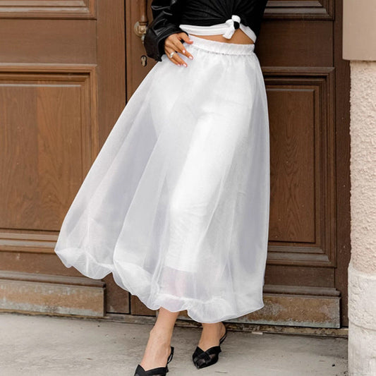 Black Sexy See through Mesh High Waist Skirt Spring Summer Pettiskirt
