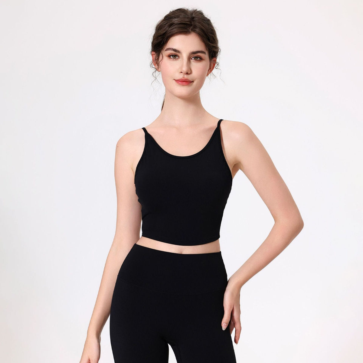 Nude Feel Spaghetti Strap Hollow Out Cutout out Beauty Back Yoga Clothes Bra Belly Contracting Fitness Quick Drying Breathable Exercise Vest