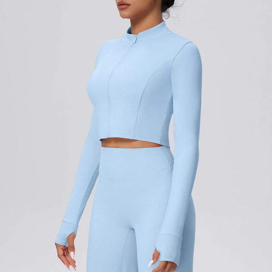 Zipper Outdoor Running Sports Yoga Jacket Slimming Workout Long Sleeve Coat Girls Quick Drying Yoga Clothes Women