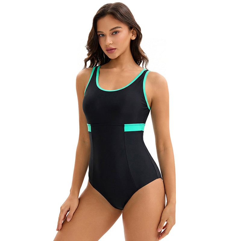 One Piece Swimsuit Ladies Conservative Sports Sexy Beauty Back Triangle Swimming