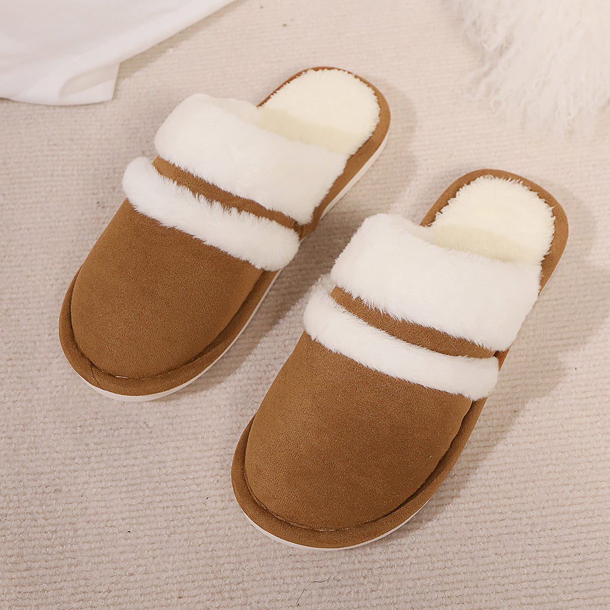 Fluffy Slippers Autumn Winter Warm Slugged Bottom Home Thickened Fleece Slippers Home Indoor Cotton Slippers