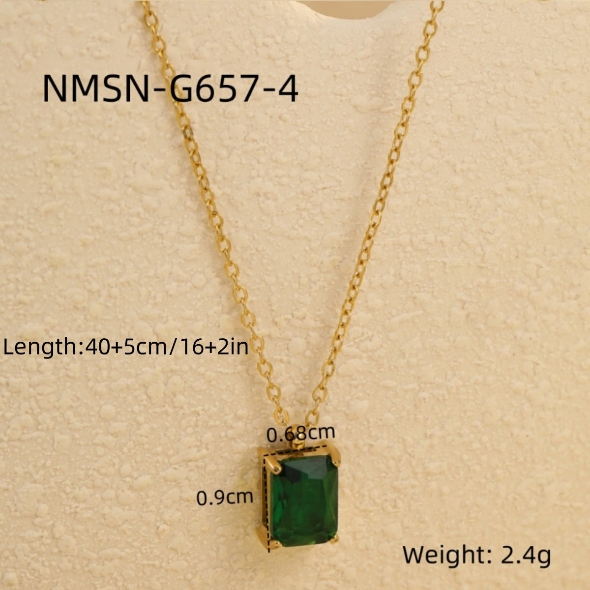 Light Luxury High Grade Stainless Steel Necklace Square Zircon Embellished Simple All Match Women Titanium Steel Clavicle Chain