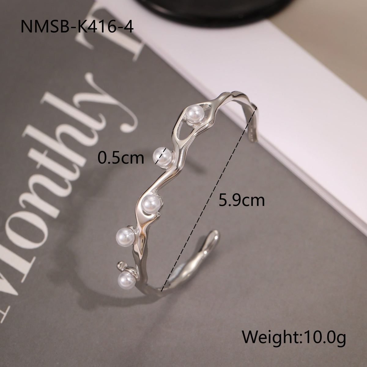 Best Seller Design Stainless Steel Bracelet Opening Bracelet All Match Pearl Titanium Steel Ornament