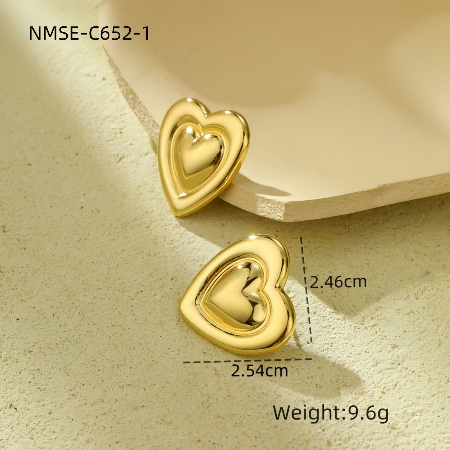 Light Extravagant Love Heart Geometric Abstract Square Titanium Steel Earrings Back Shaped Five Pointed Star High Grade Stainless Steel Earrings