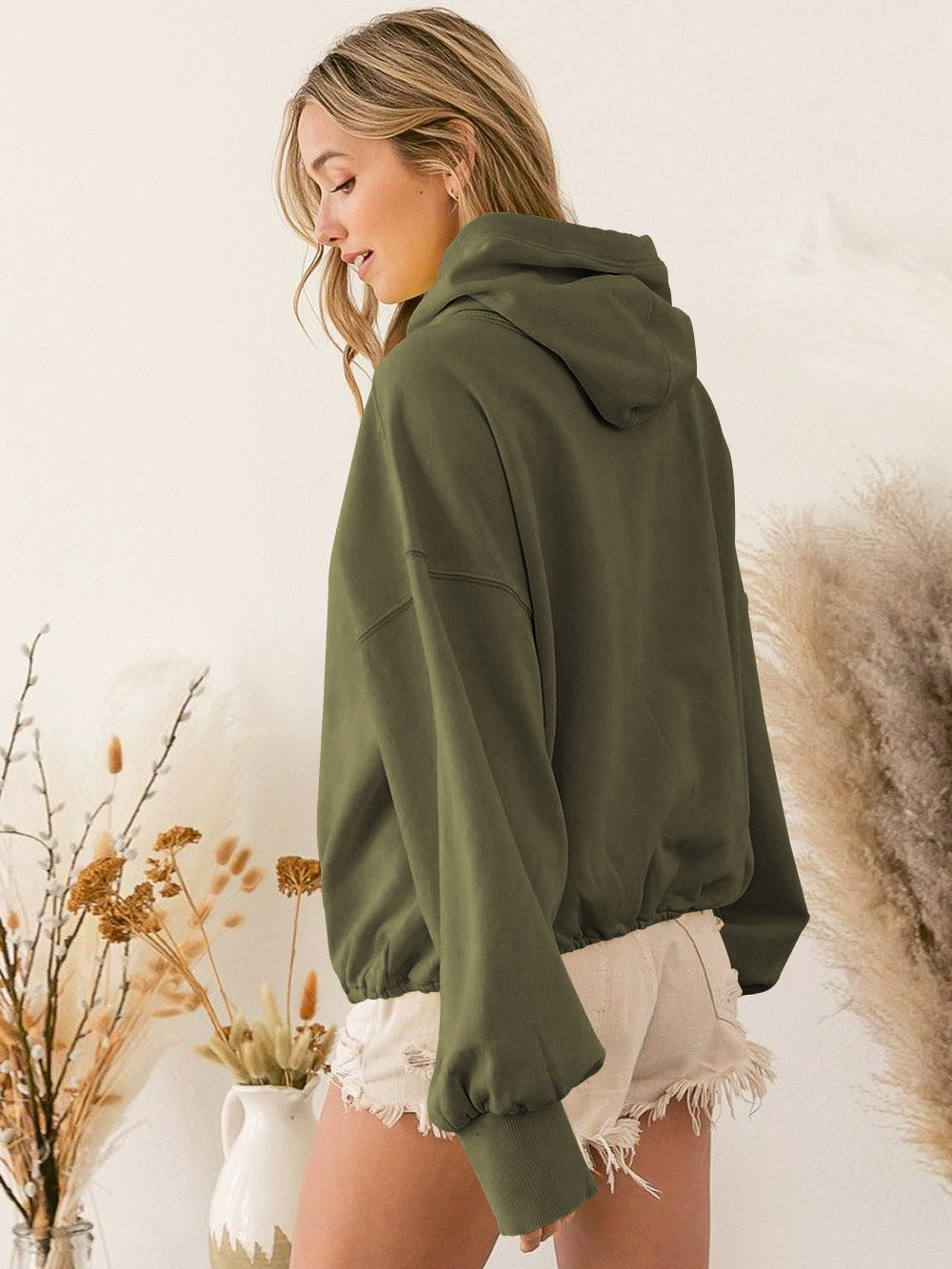 Hooded Sweatshirt Women Clothing Tide Brand Sports Hoodie Zipper Drawstring Long Sleeve Top