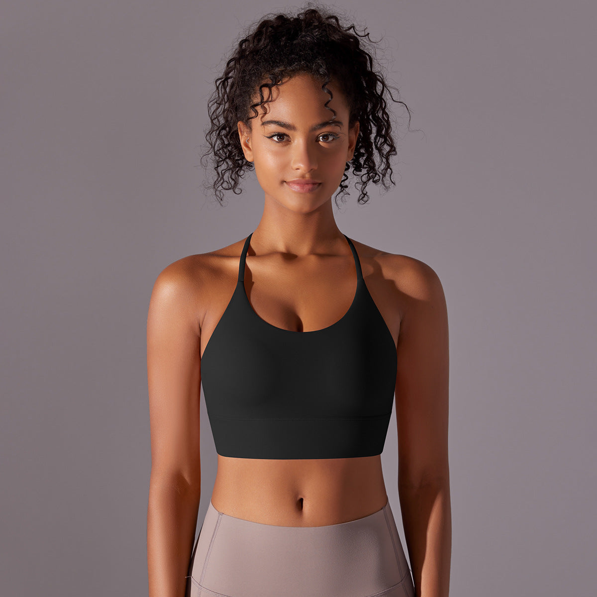 Nude Feel Halter Yoga Bra Women Triangle Beauty Back Exercise Vest Push up Sports Bra Yoga Clothing Top