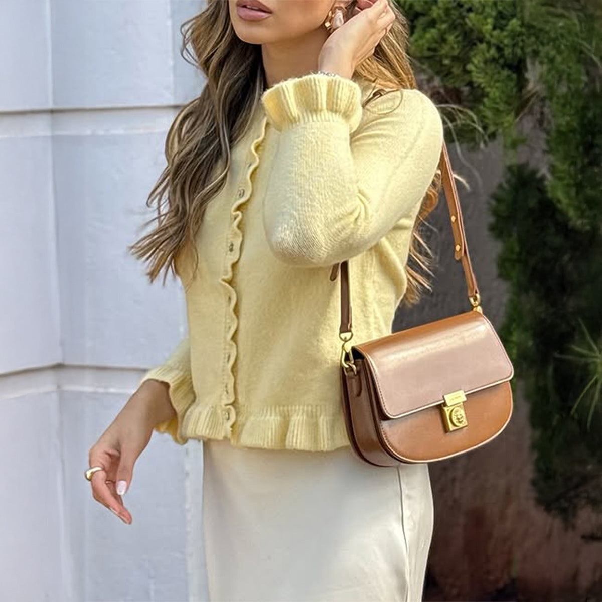 Casual Vacation Solid Color Wool Button Long Sleeved Top Sweaters Women Clothing Autumn Winter