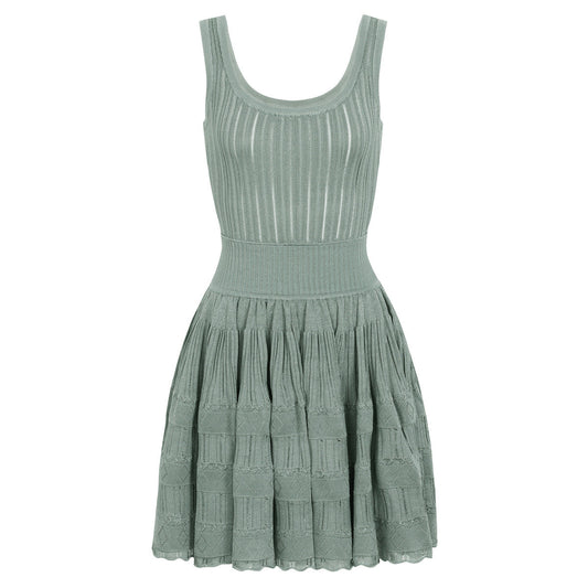 Summer Socialite Internet Celebrity Fashionable Knitted Dark Pattern Sleeveless Vest Dress