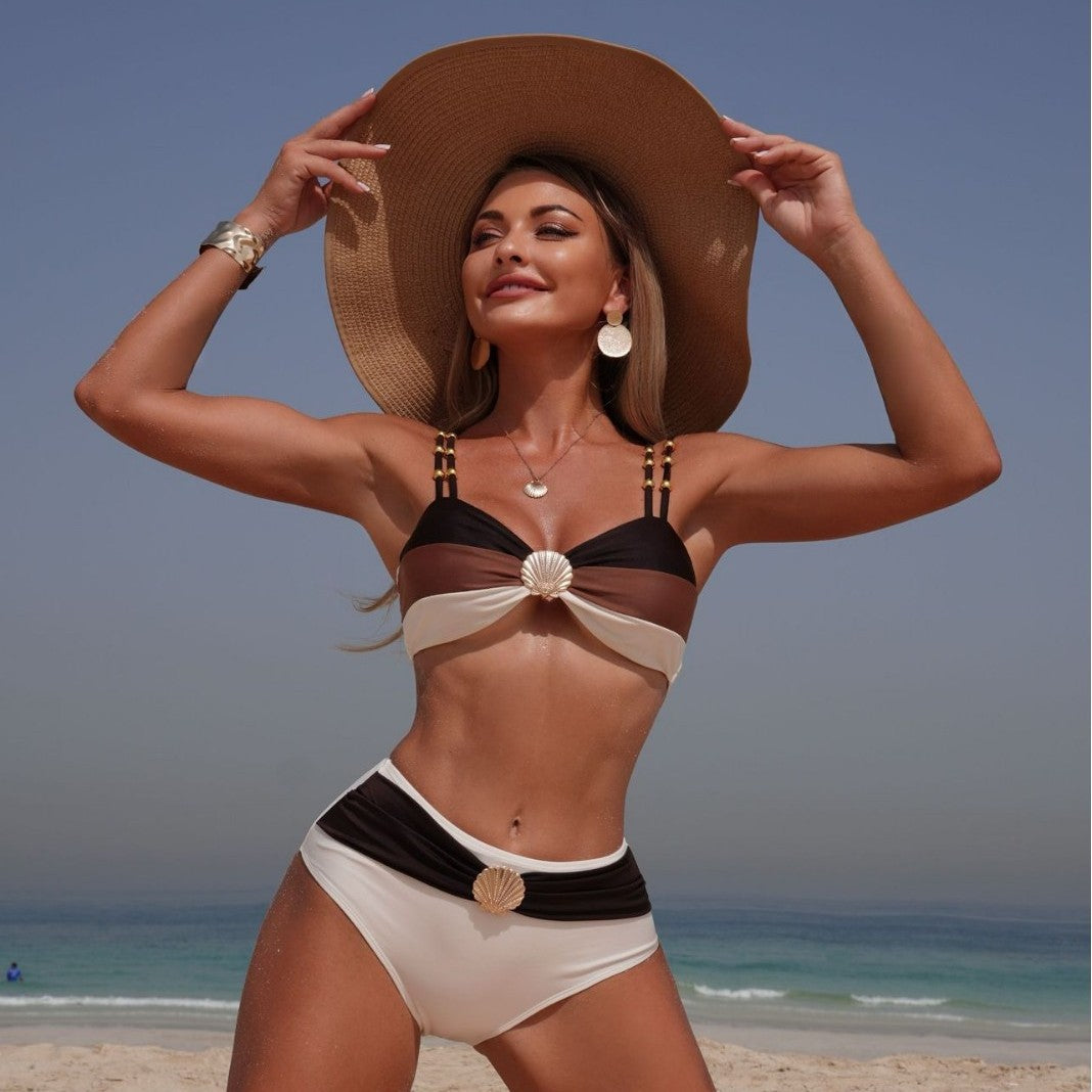 Sexy Scallop Accessories Swimsuit Women Two Piece Bikini Bikini Swimsuit