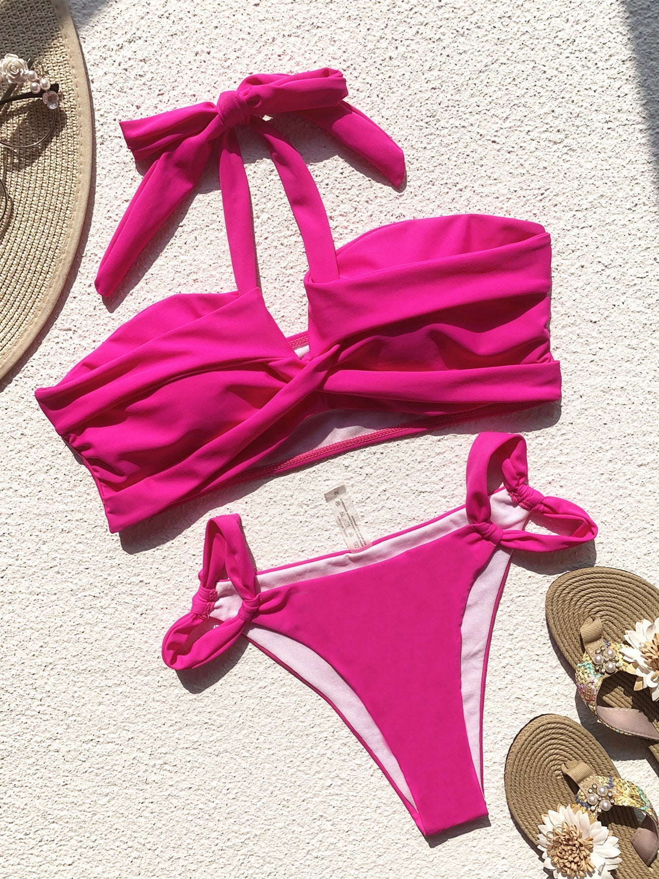 Bikini Double Bikini Solid Color Swimsuit Stitching Swimming Suit Women Sexy Swimsuit Strap