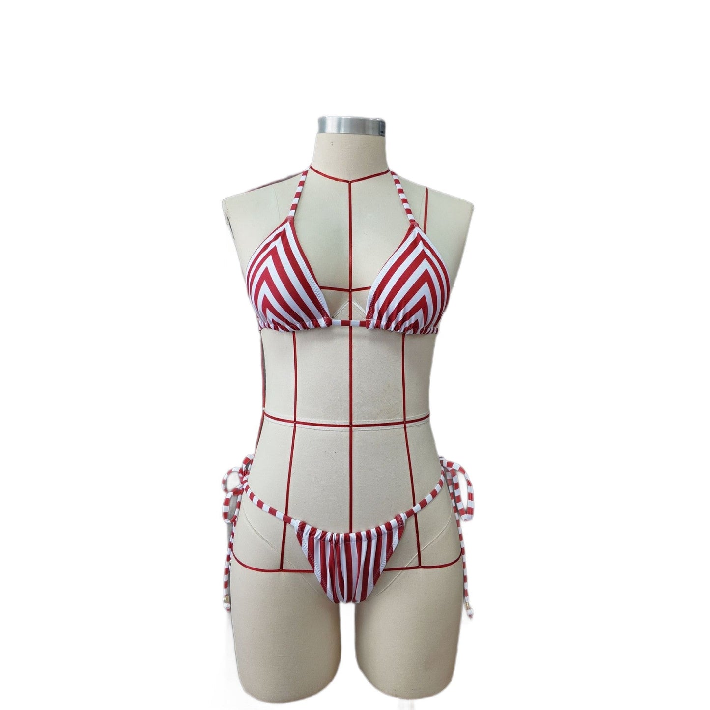 Striped Printed Split Bikini Women Sexy Three Point Bikini Skirt Set