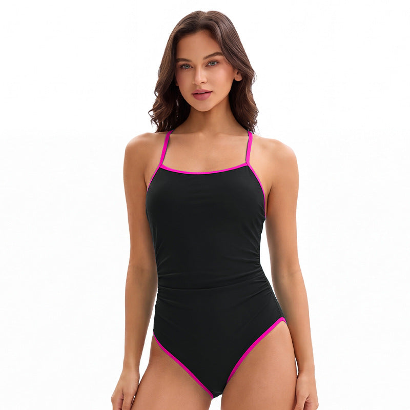 Sexy Solid Color Swimsuit Women Siamese Triangle Racing Beauty Back Swimsuit
