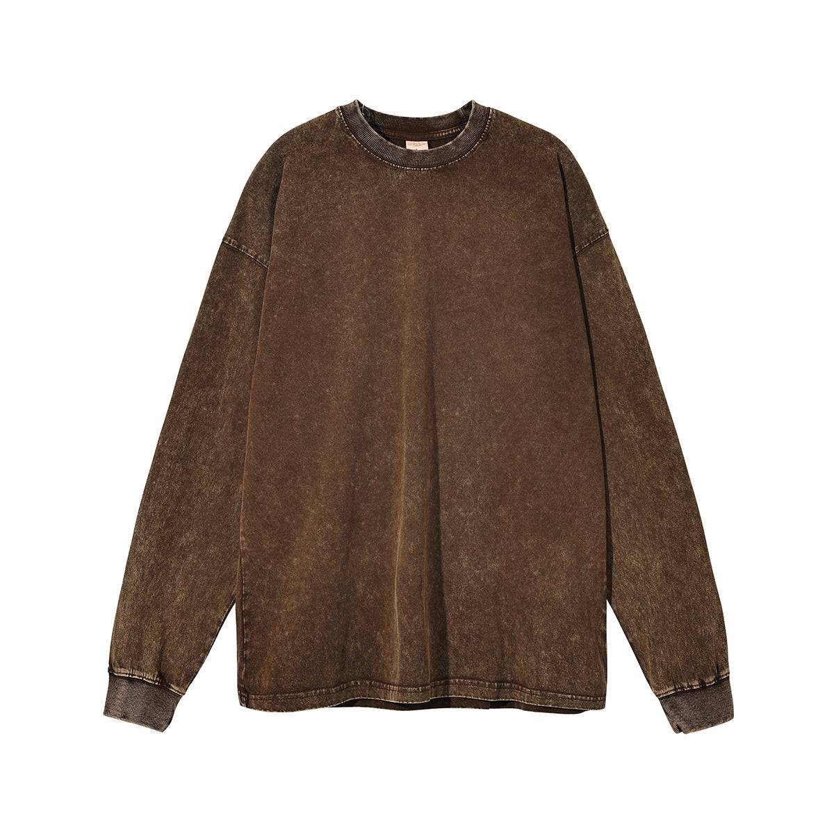 Wax Dye Long Sleeved T Autumn Winter Solid Color Washed Sweatshirt