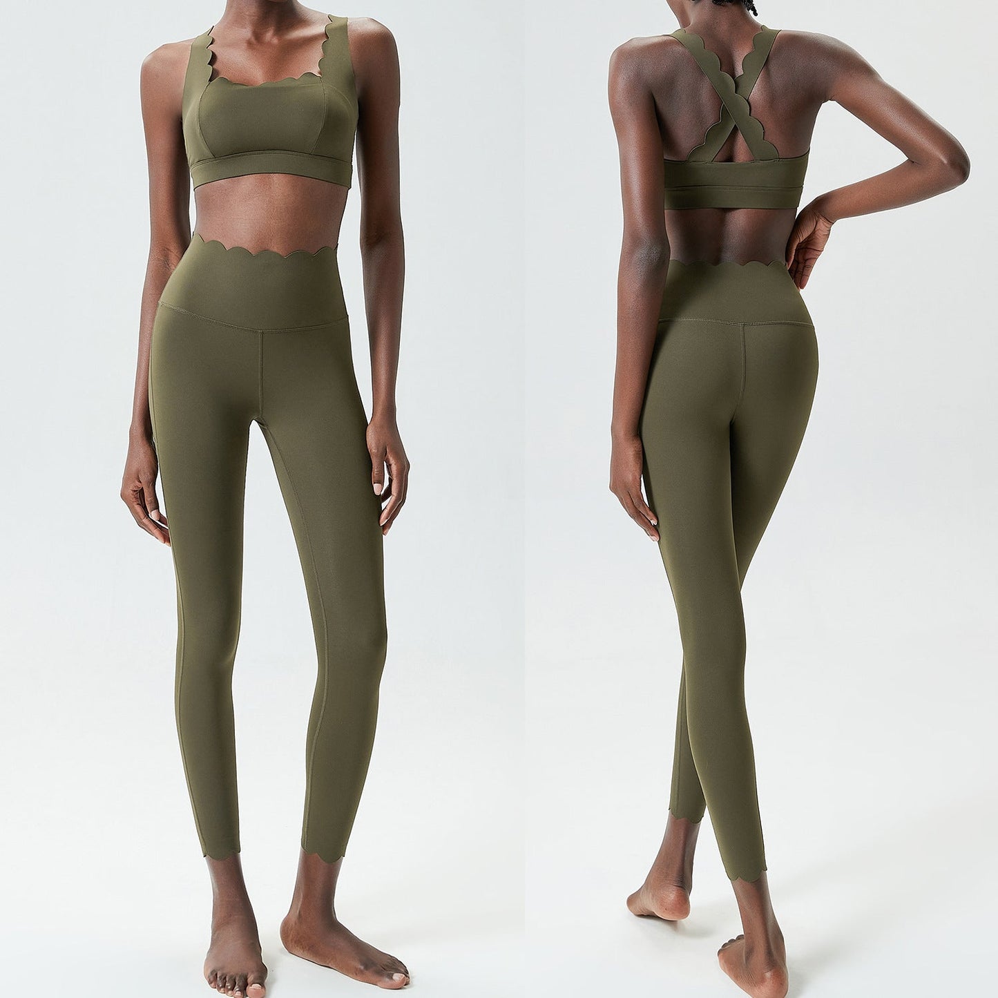 Small Wave Yoga Suit Suit Women Tight Fit Sports Fitness Suit Two Piece Quick Dry Suit