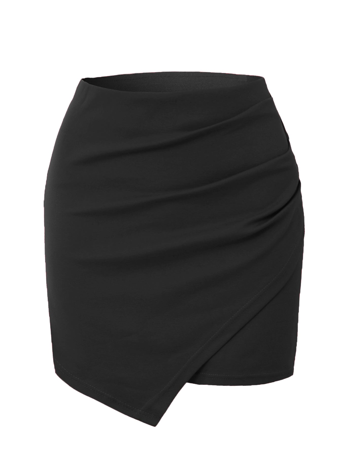 Women Clothing Irregular Asymmetric Heap Pleated Skirt High Waist Elastic Twisted Hip Skirt