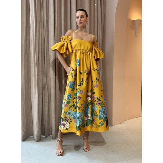 Spring Summer Off Shoulder Pocket Dress Loose Casual Multi Color Dress Women