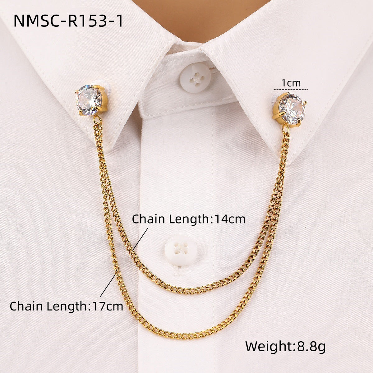 Arrival Square Zircon Stainless Steel Collar Pin High Grade Shirt Neckline Decorative Jewelry