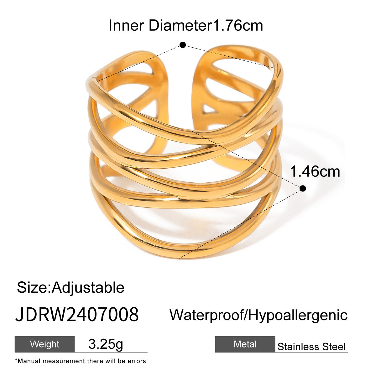 Sold Jewelry Stainless Steel Eye Catching Ring High Grade Ring Irregular Asymmetric Bracelet Rings Women