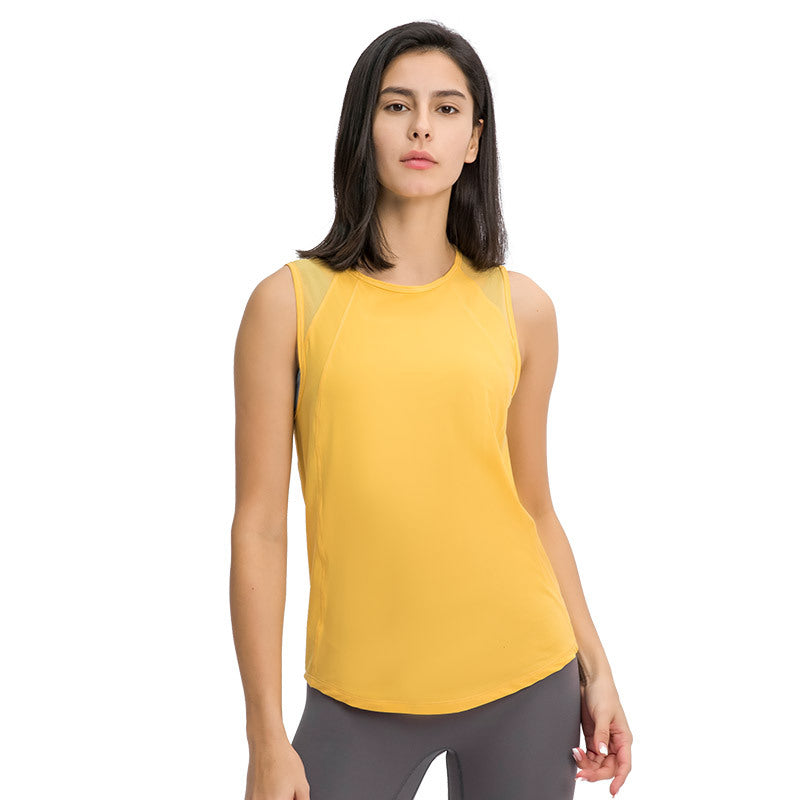Spring Summer Back Hollow Out Cutout Sports Sleeveless T shirt Light Breathable Cooldry Workout Top