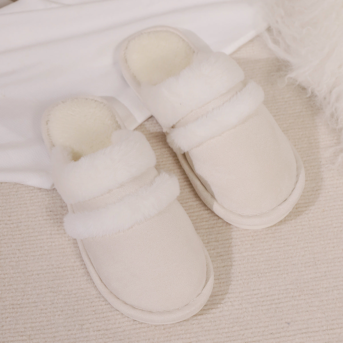 Fluffy Slippers Autumn Winter Warm Slugged Bottom Home Thickened Fleece Slippers Home Indoor Cotton Slippers