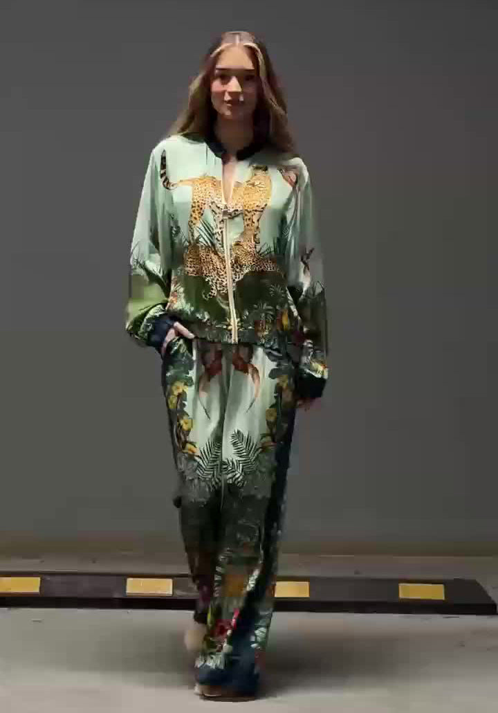 Summer Sexy Print Coat Two Piece Sets Pants