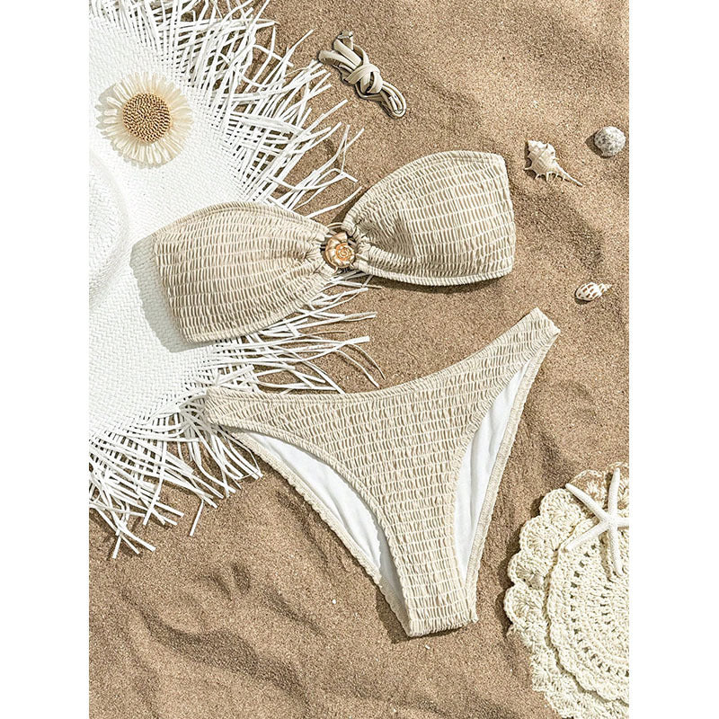 Solid Color Tied Bikini Sexy Split Swimsuit Women Beach Bikini Swimsuit