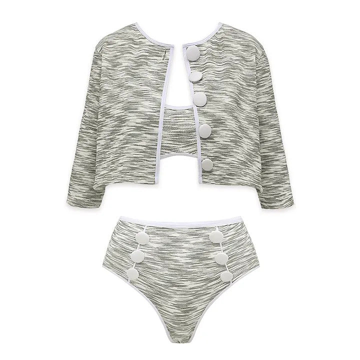 Bikini Pink Sweet Chanel High Waist Split Swimsuit Women