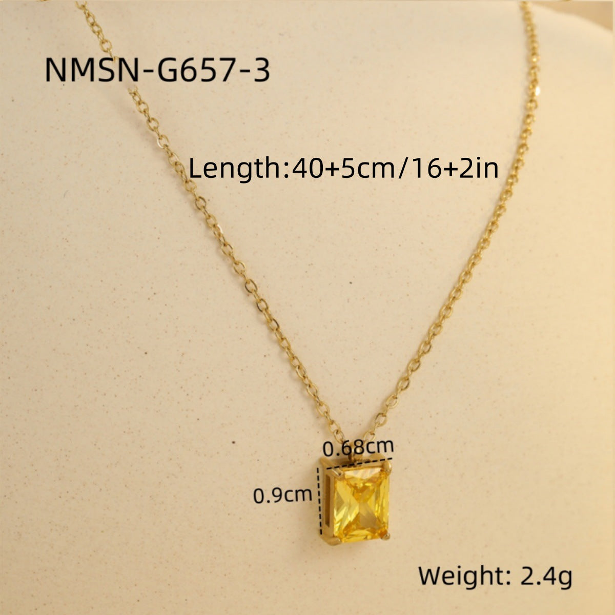 Light Luxury High Grade Stainless Steel Necklace Square Zircon Embellished Simple All Match Women Titanium Steel Clavicle Chain