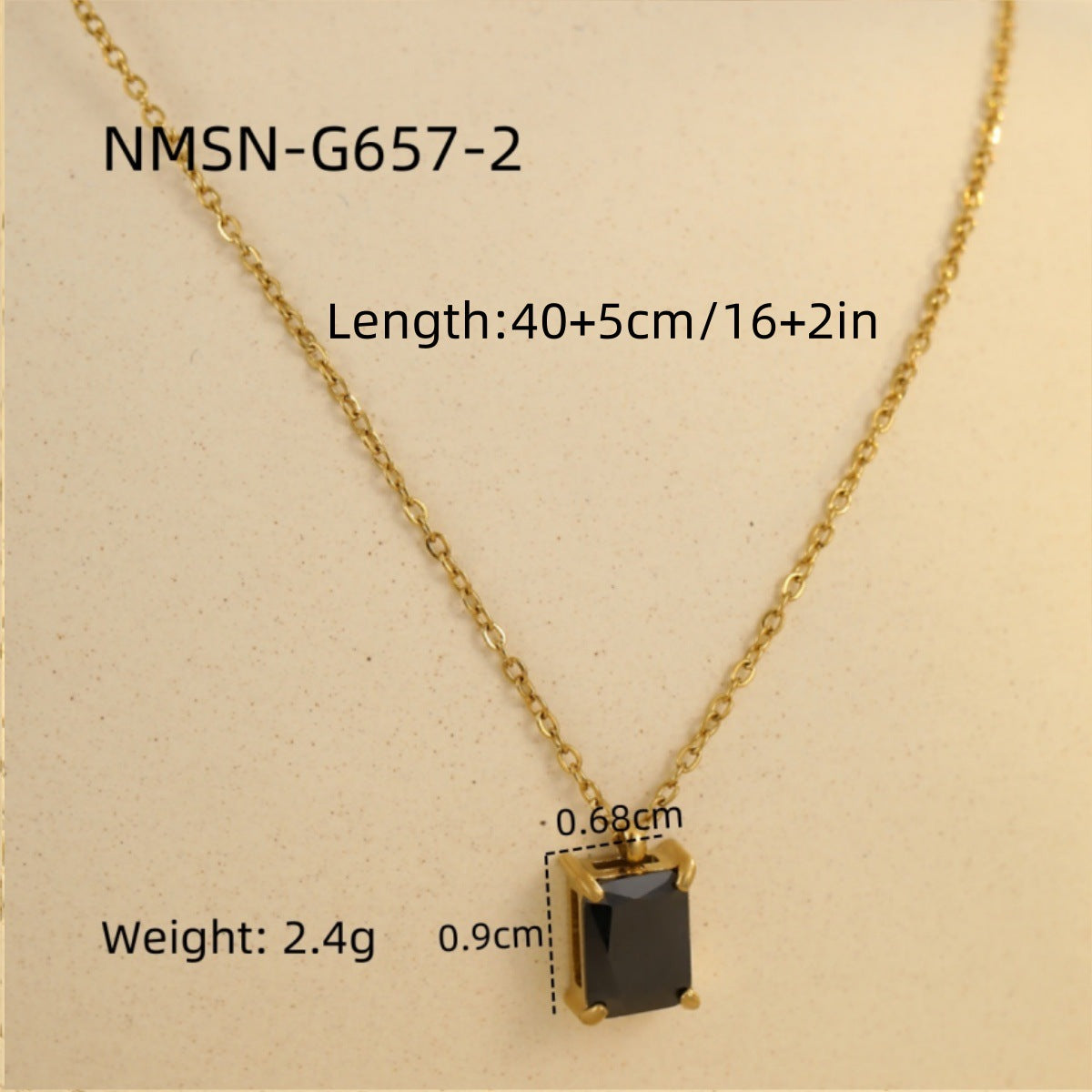 Light Luxury High Grade Stainless Steel Necklace Square Zircon Embellished Simple All Match Women Titanium Steel Clavicle Chain