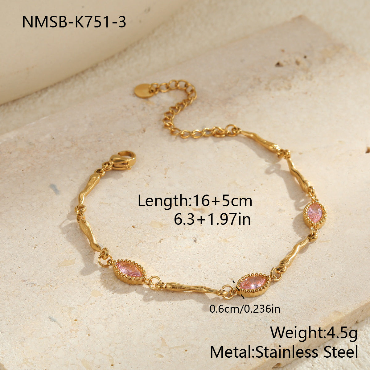 Inlaid Color Zircon Stainless Steel Bracelet Non Fading Light Luxury High Grade Sense Ornament