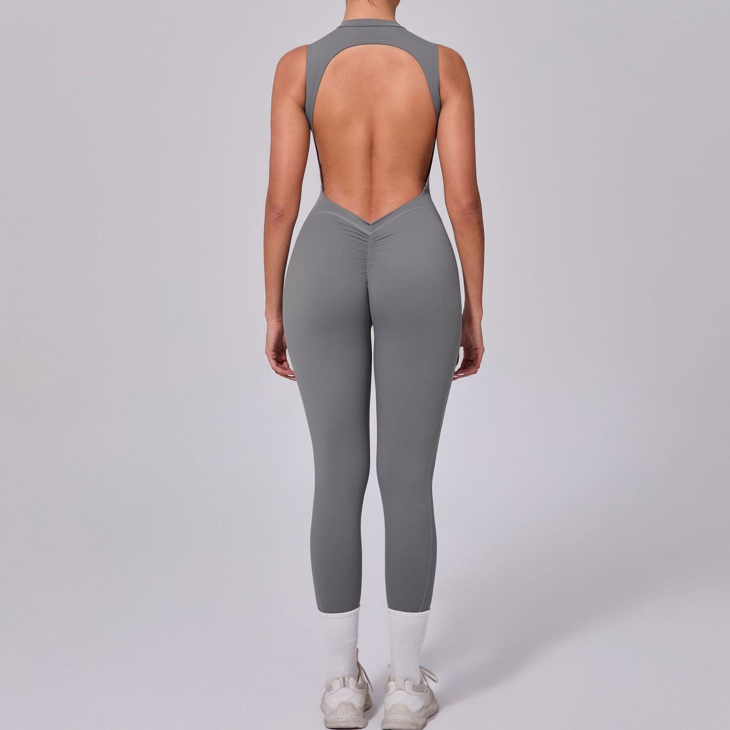 Backless Sleeveless Yoga Jumpsuit Peach Hip Fitness Detachable Chest Pad Sports Jumpsuit