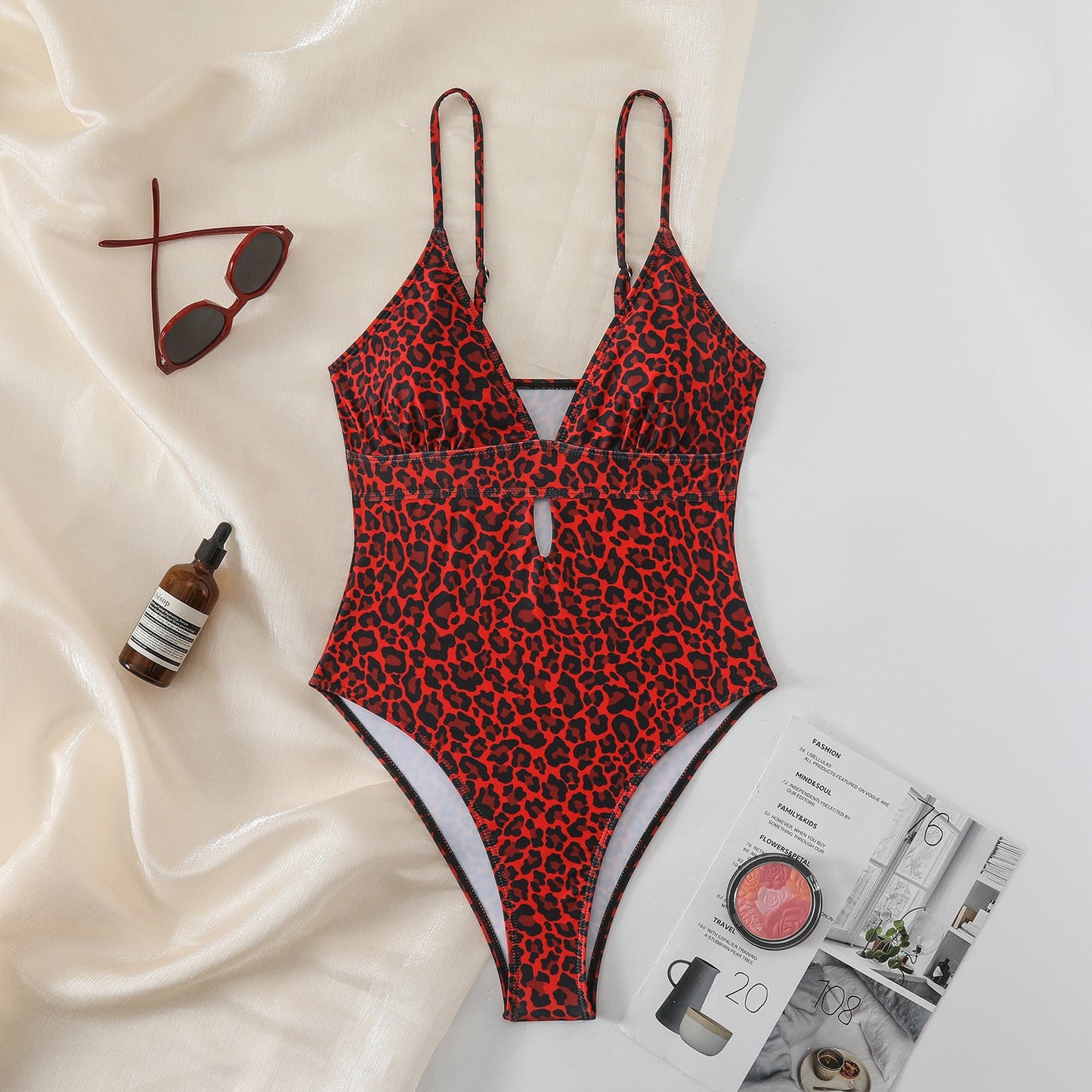 Swimsuit Slim Fit Sexy Leopard Print Backless One Piece Bikini