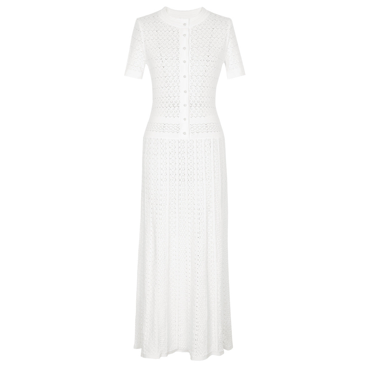 Bright Silk Summer Fashionable Knitted Slim Slimming Short Sleeve Maxi Dress for Women